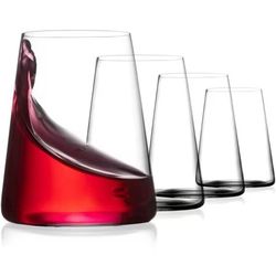 Set Of (12) Beneti Stemless Crystal Wine Glasses