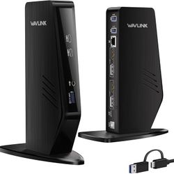 WAVLINK USB C Docking Station Dual Monitor, Dual 5K/4K@60Hz Displaylink Docking Station