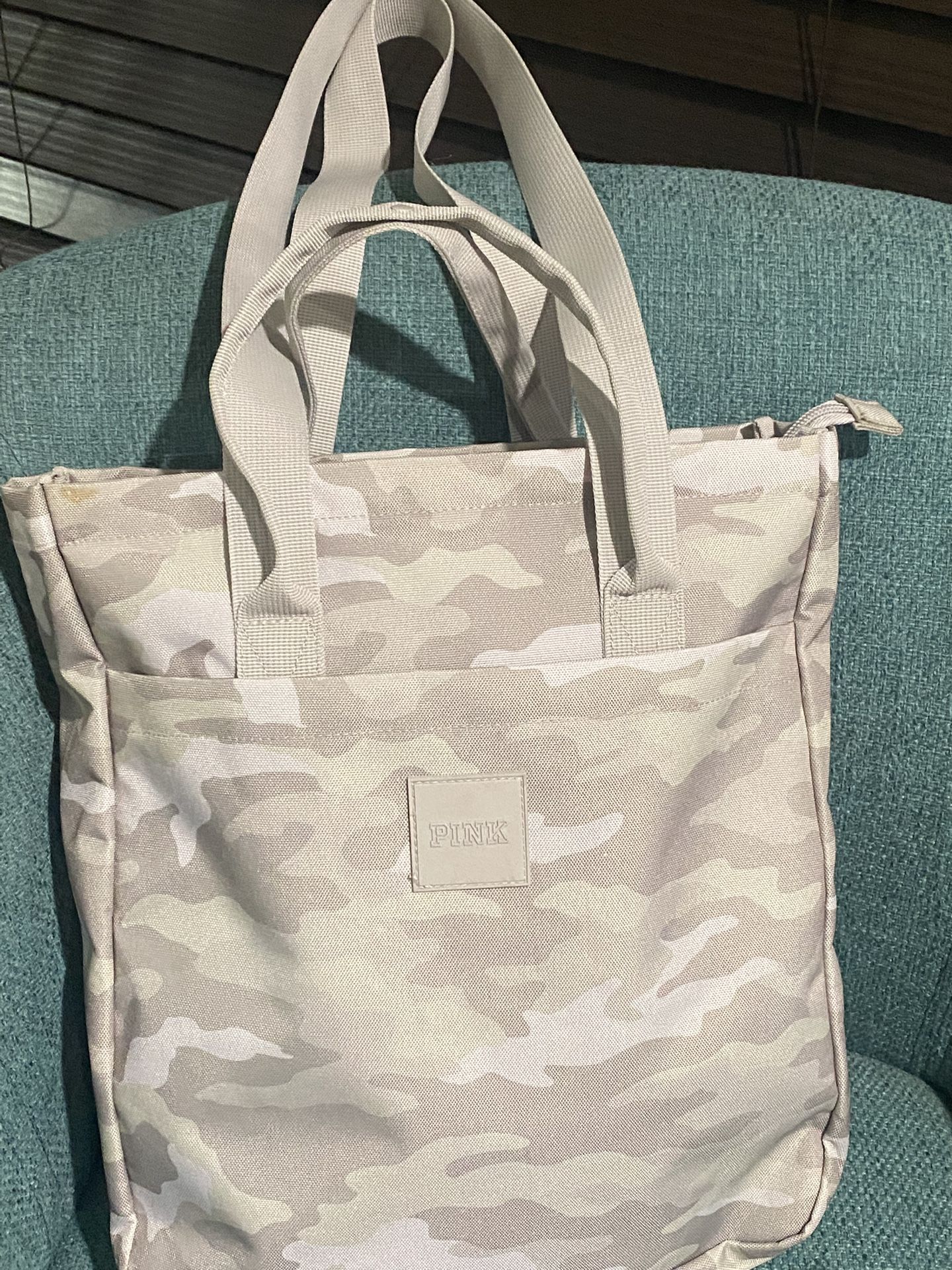 Victoria secrets Pink Convertible Backpack Tote Gray Double Platinum Camo