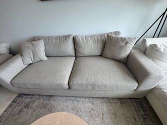 Light Gray Fabric 3-Seat Sofa with Cushions