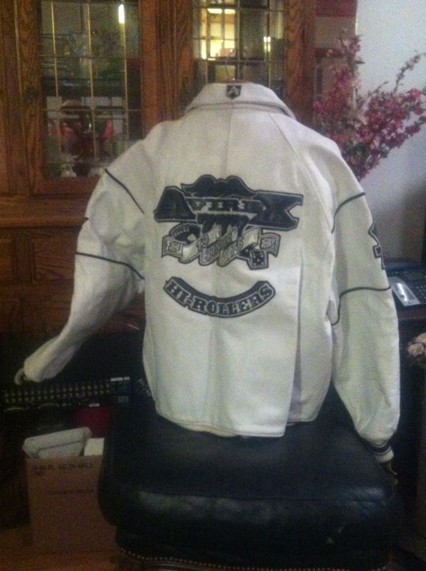 Avirex "high rollers" white leather coat xxxl