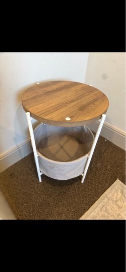 2 side tables with canvas basket