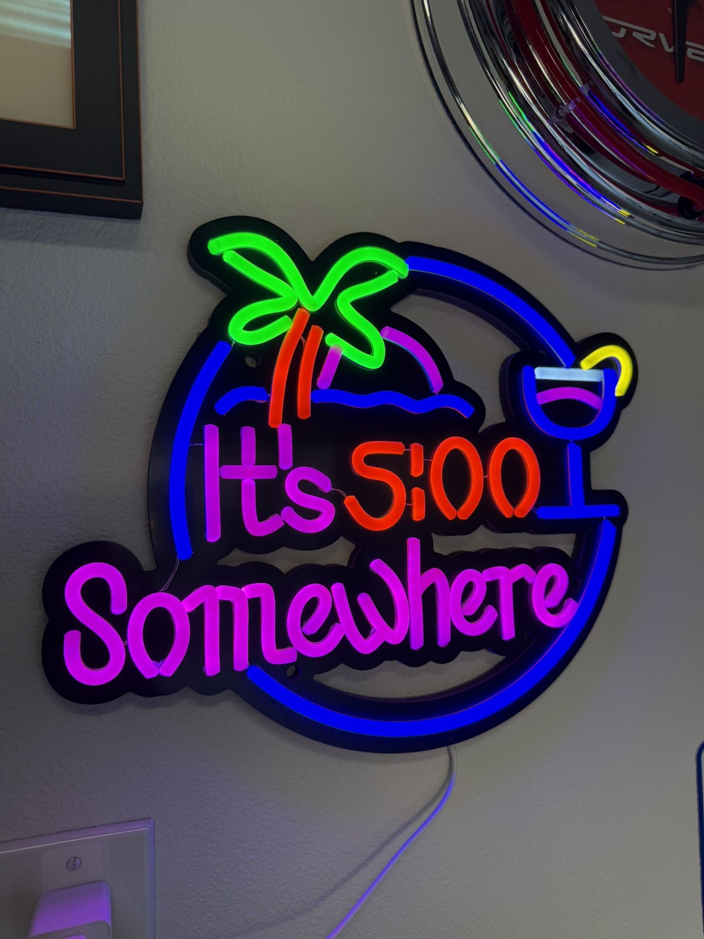 LED Light It's 5 0clock Somewhere 16" x 12" Display In My Garage! New In The box