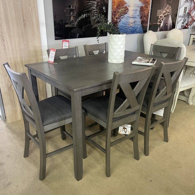 Caitbrook Gray Counter Height Dining Room Set / (Set of 7) Furniture