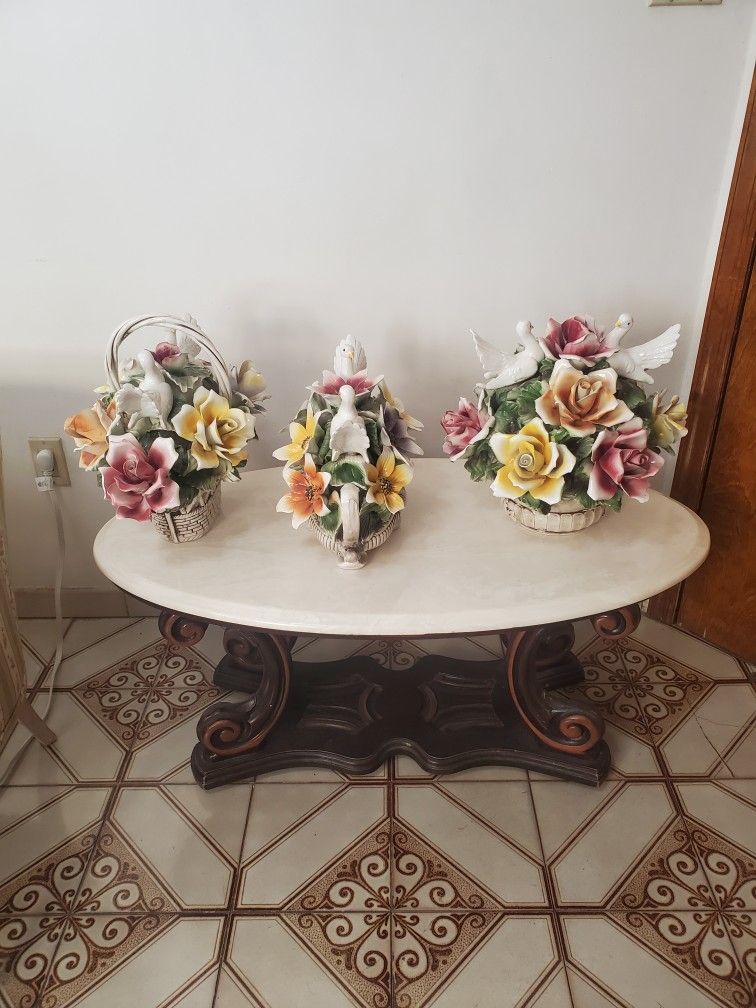 3 Large Capodimonte Made In Italy Porcelain Pieces