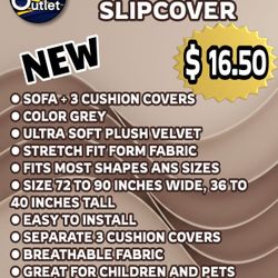 SOFA SLIPCOVER GREY VELVET