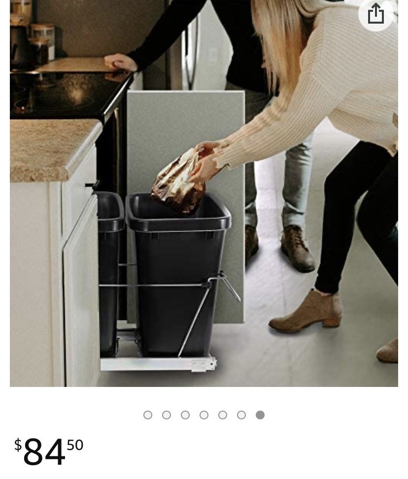 Double 35 Quart Sliding Pull Out Waste Bin Container, Kitchen