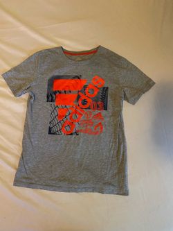 Adidas Grey Sports M T-Shirt Boys Gray Orange Three Stripe Life