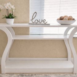 White Console Table / Sofa Table w Shelves – Assembled