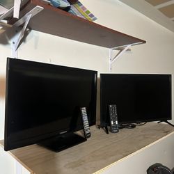 Two Small Tv 25 inches include 2 Remote And 2 Google Chrome Cast With Power Plug