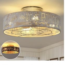 Alaruder Caged Ceiling Fans with Lights Flush Mount, Low Profile Ceiling Fan (SR) MSRP: $115.0 - New
