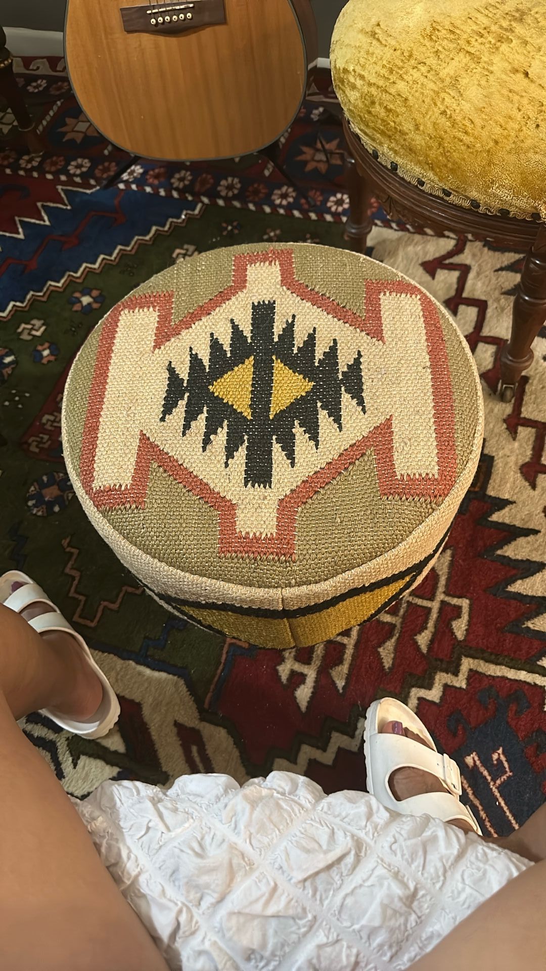 Stool Kilim Evil Eye Pattern
