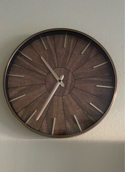 Modern Wood and Metal Round Wall Clock