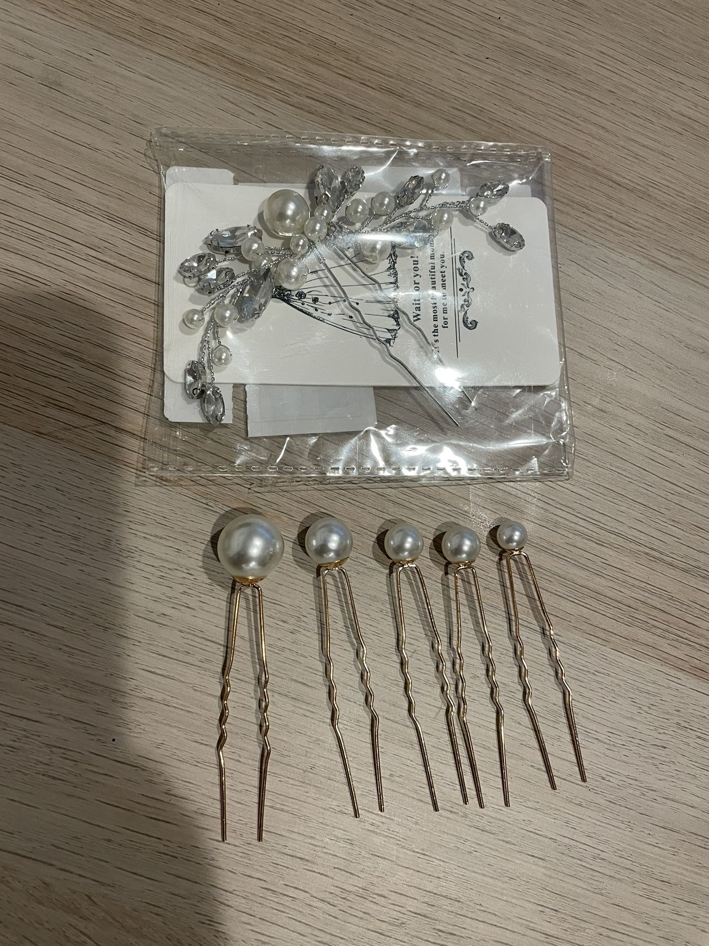 Wedding Bride Gold Pearl Hair Pins And Barette