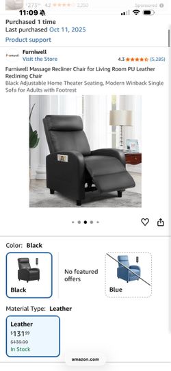 Black lash recliner
