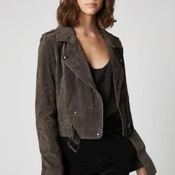 BLANK NYC Women’s L French Grey Leather Moto Jacket