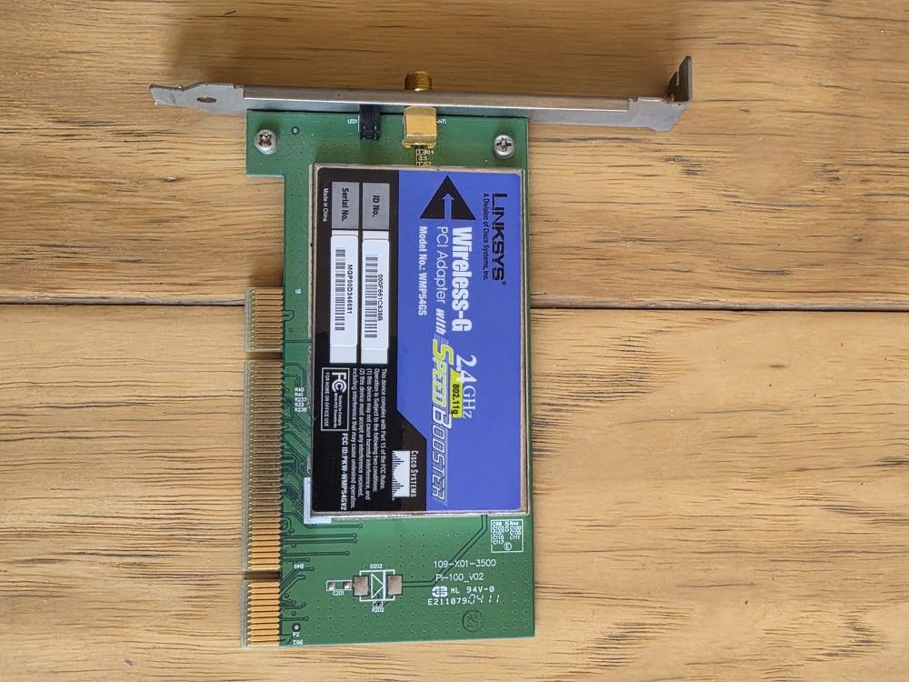 Wireless G PCI Adapter. 2.4 GHz. Linksys.