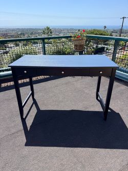 Black work desk with 3 mini drawers and black office chair