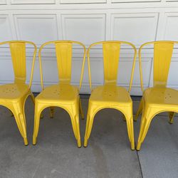 Yellow Metal Chairs (4) - Like New