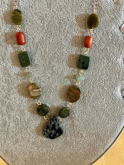 Multi-Stone Beaded Gold Chain Necklace