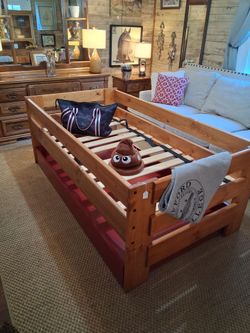 Twin Wood Bed Frame with Trundle