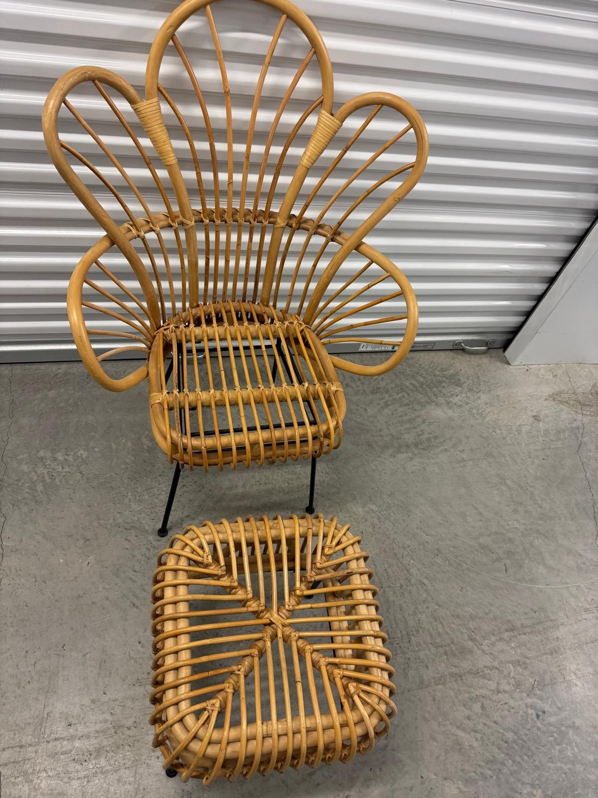 Bamboo chair and footstool