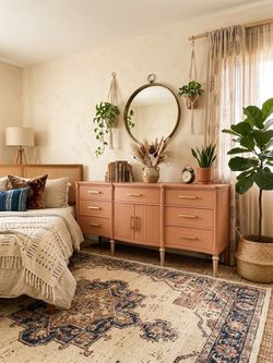 Vintage terracotta triple dresser/tv cabinet
