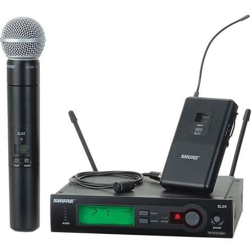 Shure Slx24/Sm58 Wireless Handheld Microphone System With Sm58 Capsule (H5:518 To 542 MHz) & Lavalier Microphone