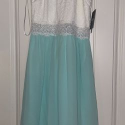 Teal White Lace Dress