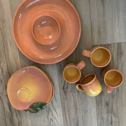 Adorable Pottery Plates, Mug and Serving Plate 