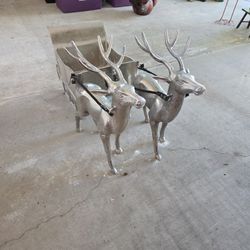 Solid Sleigh And Reindeer Holiday Decoration