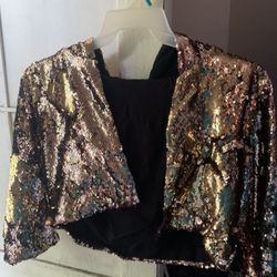 Gold Sequin Hooded Jacket