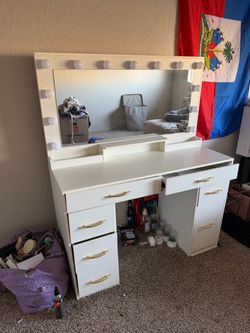 White vanity desk
