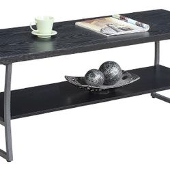 New High Quality Metal Frame With Black Wooden Woodgrain Coffee Table