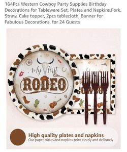 My First Rodeo 1st Birthday Party Supplies Set for 24 Guests – Western Cowboy Theme
