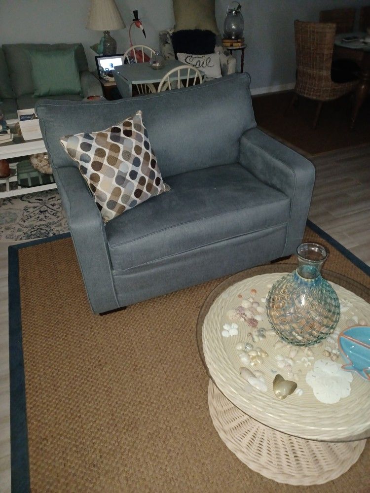 Twin Sleeper Loveseat, Denim Blue