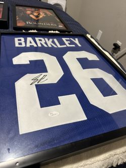 Saquon Barkley Autographed Jersey Framed COA 