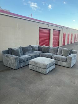 Large Custom Gray Sectional Sofa Couch