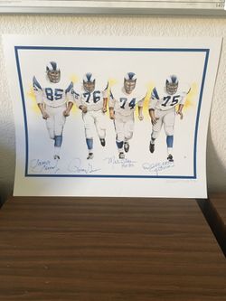 Rams Signed 16 X 20 Fearsome Foursome Lithograph 