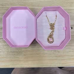 SWAROVSKI Gold Chain Pink Crystal  Necklace