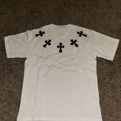 White Chrome Hearts black Cross Patch Crewneck