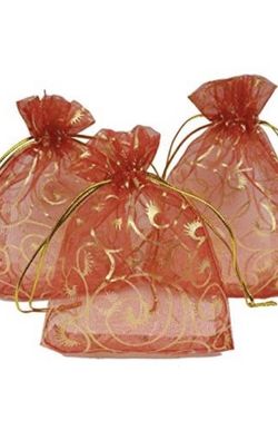 Sheer Organza Favor Bags with Gold Eyelash Print