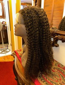 Long Curly Lace Front Wig Dark Brown