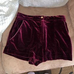 Topshop Burgundy Velvet Shorts