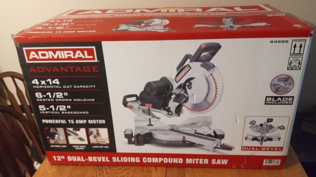 Admiral 12" Dual-Bevel Sliding Laser Compound Miter Saw - Brand New in Box