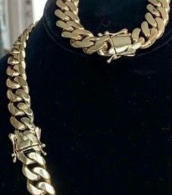 14mm  Miami Cuban Link Set in 14k Gold Plated