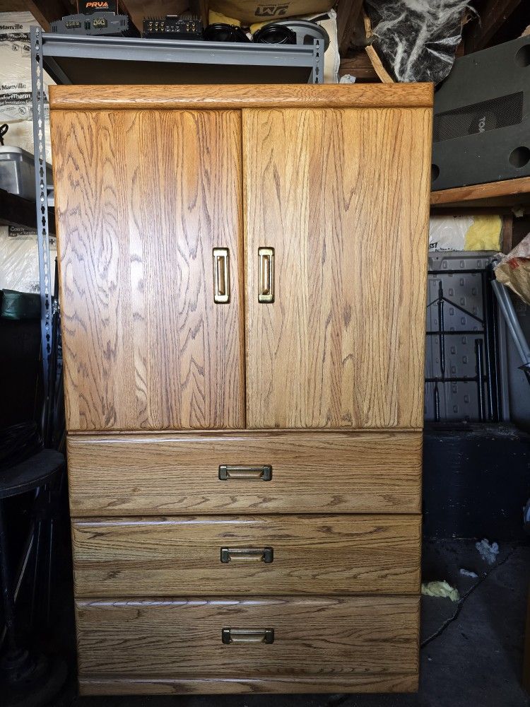 Solid Oak Armoire/Storage Cabinet