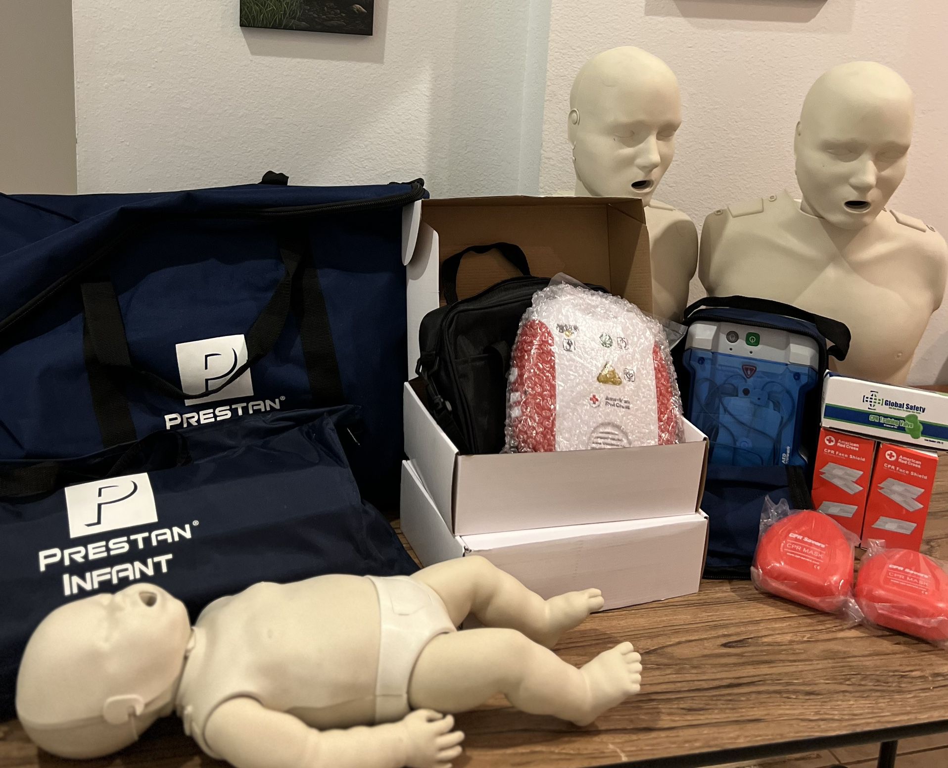 CPR Manikins Adult & Infant, AED Training Devices, Mask, Shields