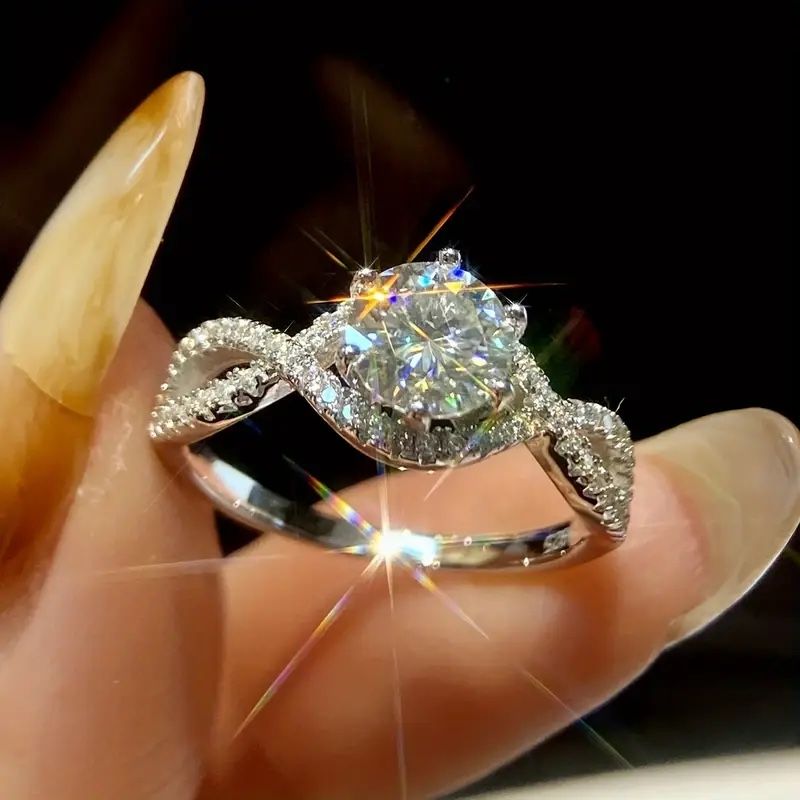 Moissanite Engagement Ring 925 Sterling Silver Promise Ring ring size 7 ,8 ,9