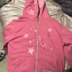 pink full zip up hoodie 